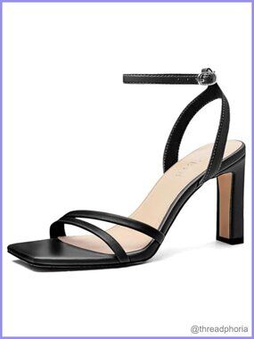 Women's Strappy High Heels Square Open Toe Ankle Strap Chunky Sandals